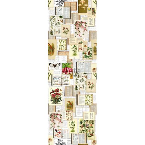 papier peint panoramique botanique beige, vert et rose - ESTAhome (1/5)