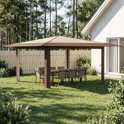 vidaXL Gazebo senza Parete Laterale 4 x 4 m Crema e Marrone (1/5)