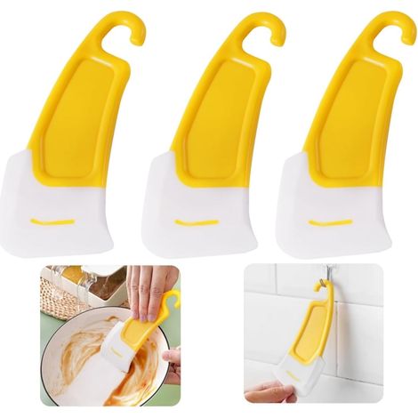 Grattoir en silicone antiadhésif, spatule de nettoyage de poêle en silicone, grattoir à vaisselle en silicone pour le nettoyage de la cuisine (3 pièces)