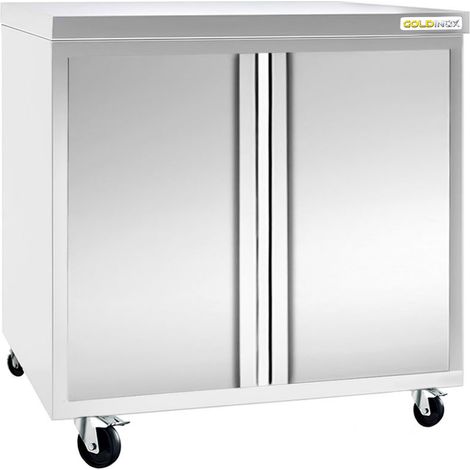 Meuble bas inox 800x700 mm sur roulettes PREMIUM - GOLDINOX (1/2)
