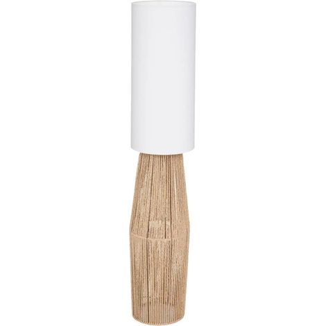 Atmosphera – Lampadaire salon 130cm en papier et fer – Couleur blanc et beige – Douille E27 – Puissance 40W – Câble 200cm (1/4)