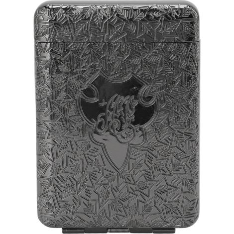 Étui à cigarettes en alliage de zinc vintage, motif 3D en relief, boîte portable à trois ouvertures pour voyage, noir, idéal pour 16 cigarettes épaisses (1/5)