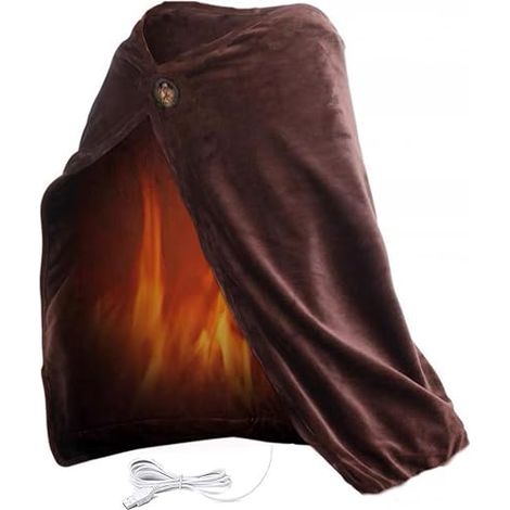 USB-Heizdecke, Thermo-Fleece-Heizschal und Knieschützer für das Home-Office (braun) (1/2)