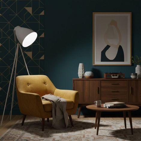 Lampada da terra a treppiede Design retrò-vintage in bianco e argento