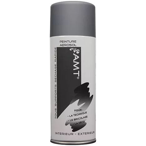 Peinture aérosol 330 ml gris mat – Résistance après séchage – Pour tous supports – Couleurs vives et mates pour intérieur et extérieur – AMT
