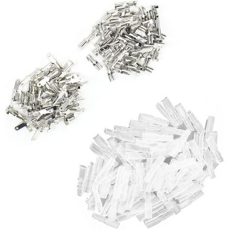 Cosses à sertir à fourche mâle/femelle, 50 pièces de chaque, avec 100 manchons isolants, 2,8 mm, argent (1/5)