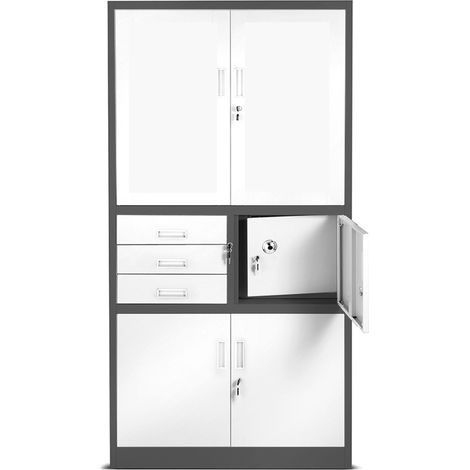 Armoire en métal avec coffre-fort FILIP II, 900 x 1850 x 400 mm, blanc anthracite (1/4)