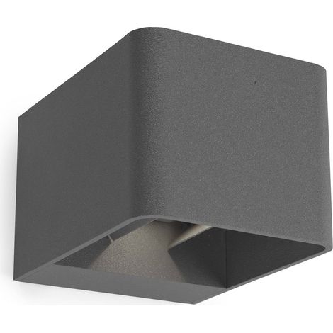 LedsC4 Wilson - Applique Murale LED 9W et 623lm avec Blanc Chaud 2700K. Diamètre 13cm. Structure en Aluminium. Usage Extérieur IP65. Coloris Gris