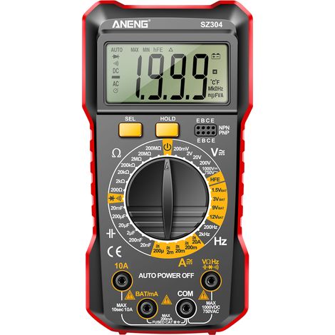 SZ304 Digitalmultimeter, True RMS, 1999 Zähler, misst Spannung, Strom und Widerstand.