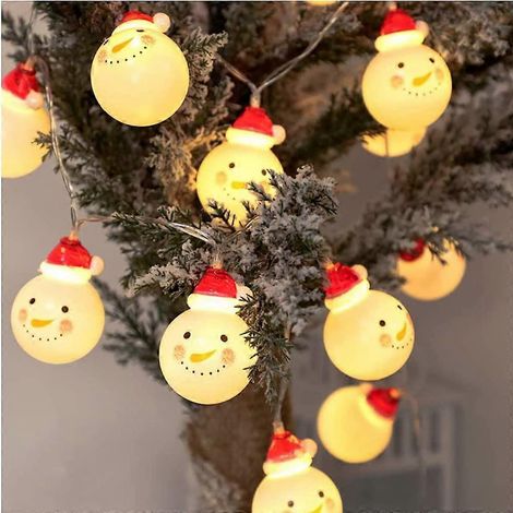 Guirlandes lumineuses de Noël, guirlandes lumineuses LED étanches à piles pour décorations de sapin de Noël intérieures et extérieures, ornements de Noël (1/5)