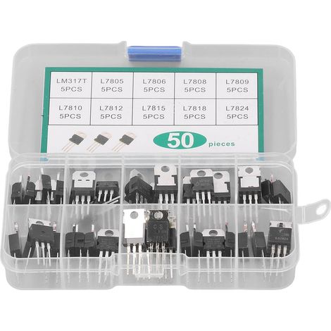 Set mit 50 Transistoren der TO-220-Serie: LM317T, L7805, L7806, L7808, L7809, L7810, L7812, L7815, L7818, L7824 – Sortiment mit 10 verschiedenen Werten