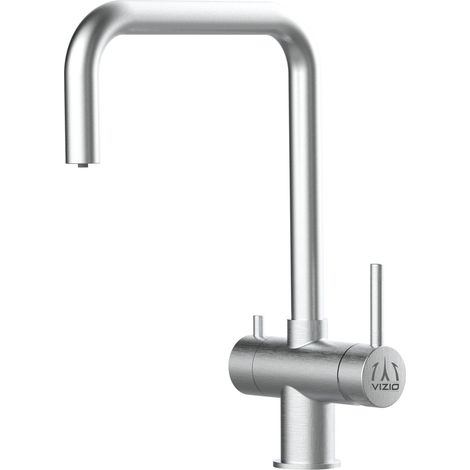 Rubinetto 3 vie miscelatore lavello cucina VIZIO in Acciaio INOX Spazzolato per utilizzo con sistemi filtro canna a N - ACCIAIO CHIRURGICO AISI 316 (1/5)