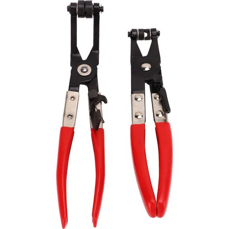 2 pinces à collier plat coudées à 45° pour tuyaux de carburant et de liquide de refroidissement, avec clips à ressort. (1/5)