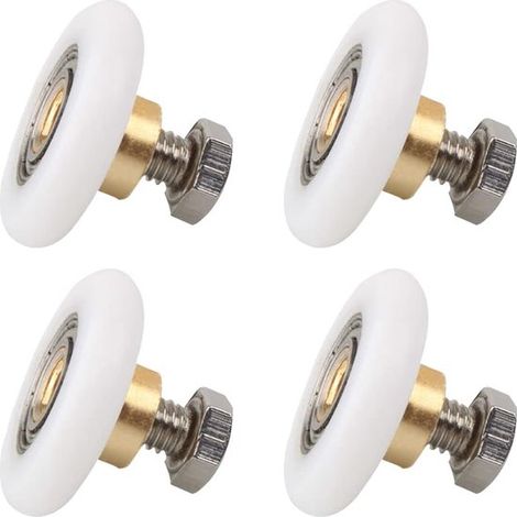 4 piezas, 20 mm, ruedas para puertas correderas de ducha, ruedas guía de repuesto, bricolaje, piezas de repuesto para agujeros de cristal, blanco (1/5)