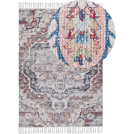Tapis Salon Oriental Effet Vieilli Tassels Multicolore 150x230cm Kelkit (1/5)