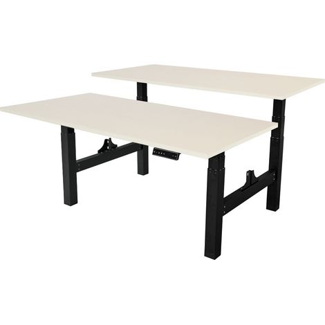 Escritorio regulable duo - 140x80 cm - Negro / Roble claro