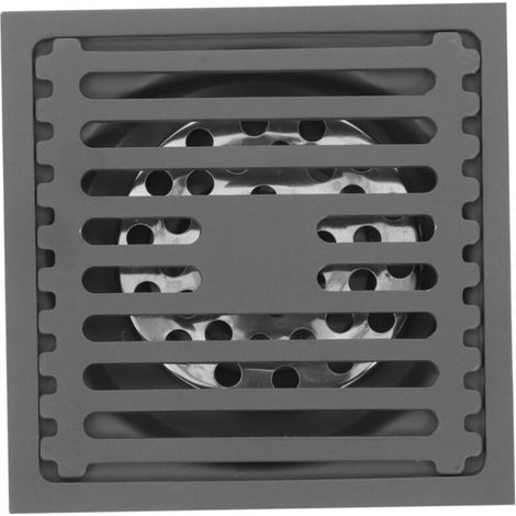 Siphon de Sol désodorisant étanchéité hygiène collecteur de Cheveux carré pour Drain de collecteur de Cheveux pour Drain de carré égout Acier Inoxydable 304 Dark Grey (1/4)