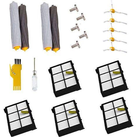 YMYNY 980 960 900 880 870 860 800 Pièces de rechange pour  aspirateur robotique (5pcs brosses latérales 5pcs vis 5pcs filtres 2 ensemble extracteur de débris sans enchevêtrement) (1/5)