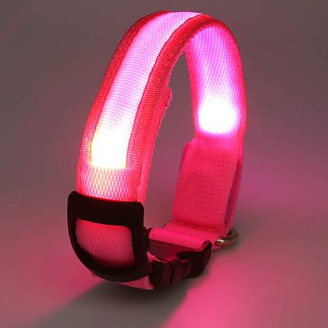 Collier Chien Lumineux Rechargeable - Mode Clignotant 3 Vitesses - Nylon Respirant Pour Promenade Nocturne - 1 Pièce (1/5)