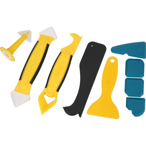 Ensemble de 9 outils de finition pour mastic, dissolvant, grattoir à joints pour salle de bain, fenêtre et cuisine