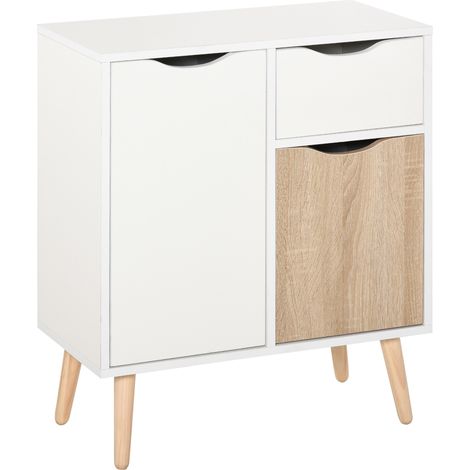 Meuble de rangement scandinave SVEN blanc et chêne clair
