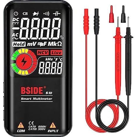 EBTN Multimètre numérique LCD 3 résultats, 999 points, voltmètre auto-portée de 9 résistance, continuité, fréquence, diode, cycle fonctionnement, test tension lampe poche S10 Noir - (1/5)
