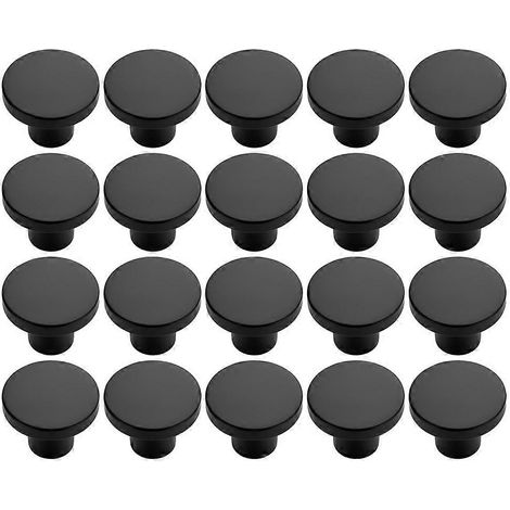 Set mit 20 schwarzen Möbelknöpfen, runde Schubladenknöpfe für Küchenschränke, Kommoden und Kleiderschranktüren (1/5)