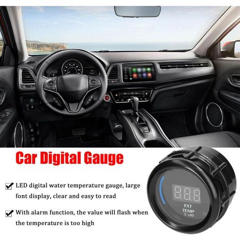 Medidor de temperatura de escape de 52 mm Indicador digital de temperatura externa del automóvil Pantalla LED EGT (40-120) ℃ x 10 con función de alarma de sensor para automóvil, camión, motocicleta (n (1/4)