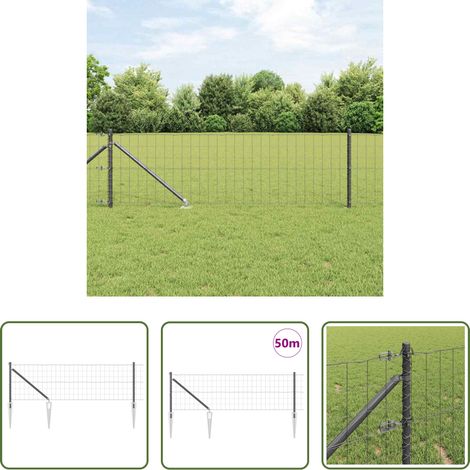 Terrassenzaun - Zaun mit Pfosten Grau 0,4 x 50 m Stahl und PVC (1/5)