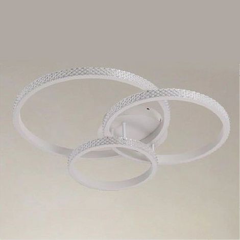 TrAdE Shop Traesio - Plafoniera Led 72w 3 Cerchi Effetto Cristallo Con Telecomando Anelli Bianco 31807 - (1/3)