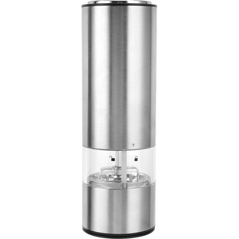 Moulin à poivre électrique en acier inoxydable, broyeur automatique avec lumière LED pour le sel et le poivre grossiers. (1/5)