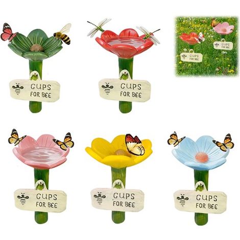 Lot de 5 abreuvoirs pour abeilles - Abreuvoirs en forme de fleur - Abreuvoirs pour insectes - Point d'eau sécurisé - Gobelets colorés pour jardin, pelouse et terrasse (multicolores) (1/5)