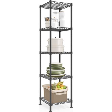 Étagère Étroite, Tablettes Réglables, Étagère de Rangement, pour Petit Espace, Garage, Chambre, Salon, Dressing, Cuisine, Cellier, 5 Niveaux, 30 x 30 x 121 cm, Noir d'encre LGR123BH01 (1/5)