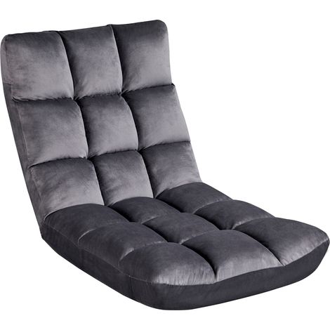 Homevive Silla de Suelo Silla Sofa Plegable Alchoado Silla de Piso con Respaldo Reclinable Asiento Cojin del Suelo Gris (1/5)
