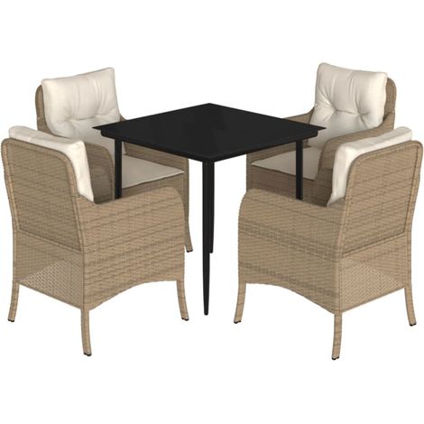 Maison Exclusive - Set da Pranzo da Giardino 5 pz con Cuscini Beige in Polyrattan (1/5)