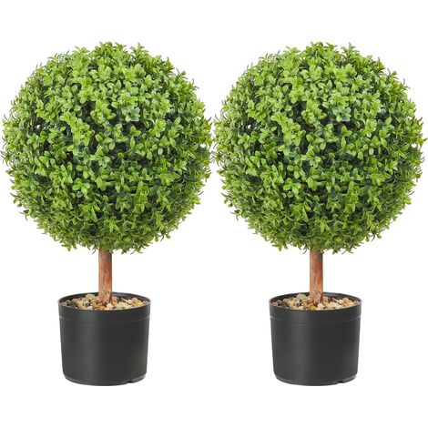 Buis Topiaire Artificiel 559 mm Boule de Buis Artificiel Extérieur 2 Fausses Plantes avec 10 Feuilles Remplaçables 4 Papillons Décoratifs pour Décoration Intérieur Jardin Terrasse Balcon Entrée (1/5)