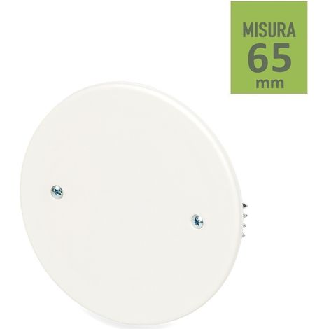 Coperchio tondo 65 mm bianco per scatola cassetta di derivazione da incasso con griffe ad espansione (1/3)