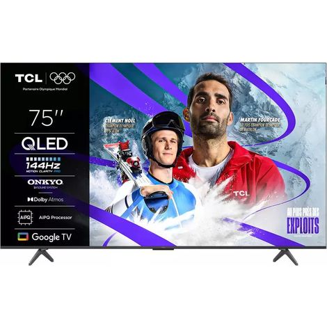 TCL – TV QLED 75" 4K UHD 3840x2160 – 144 Hz – Dolby Vision – Google TV – 4 ports HDMI 2.1 – WiFi – Écran 75 pouces (1/3)