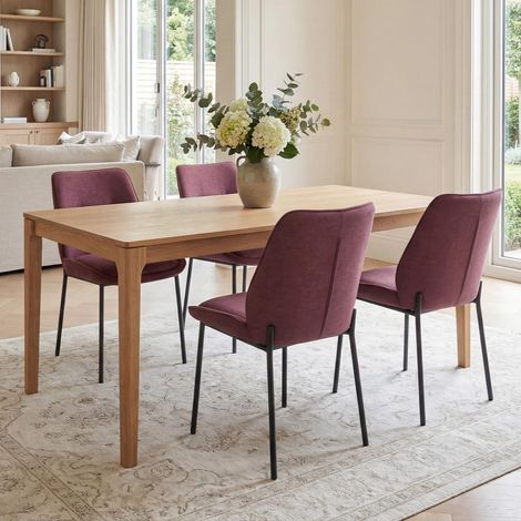Wahson Dining Chairs Set of 4, Chenille Upholstered Kitchen Chairs with Metal Legs, Modern Style for Dining Room, Kitchen and Bedroom, Burgundy (1/5)