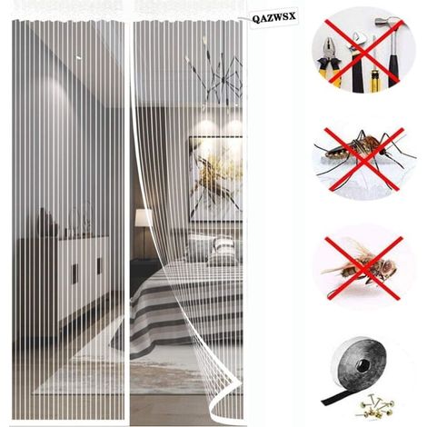 Ulisem Robuste magnetische Fliegengittertür, Magnetverschluss, dickes, reißfestes Netz, Insektenschutz, Weiß – Vorhanggröße: 120 x 220 cm