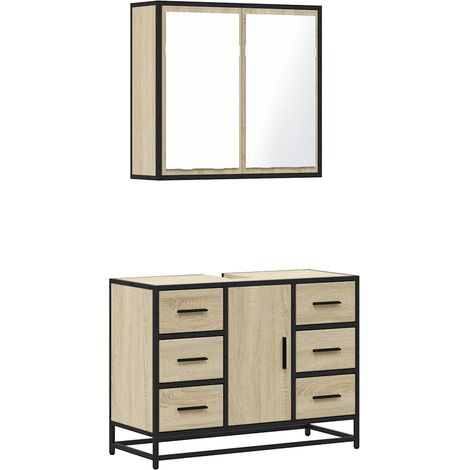 Maison Exclusive - 2-tlg. Badmöbel-Set Sonoma-Eiche Holzwerkstoff