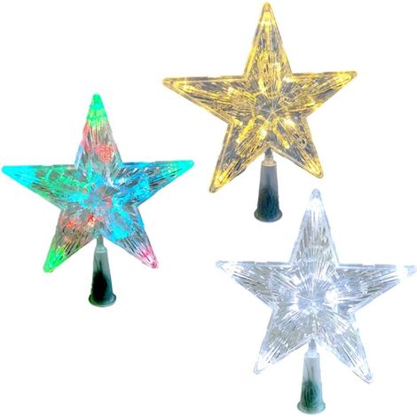Transparenter, fünfzackiger LED-Weihnachtsbaumspitzenstern, Dekoration für Christbaumkränze (1/4)