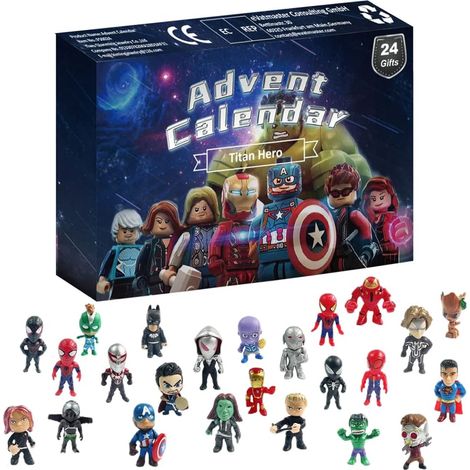 Adventskalender für Jungen und Mädchen, 24-teiliges Set mit Miniatur-Heldenfiguren, Weihnachtskalender mit Countdown bis Weihnachten, Weihnachtsüberraschungsgeschenk