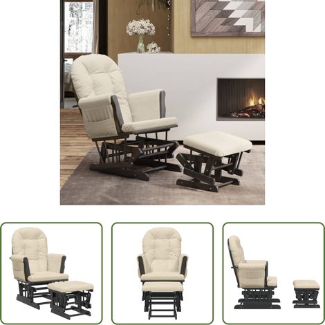 Chaise d'allaitement - Chaise berçante avec repose-pied Blanc crème Tissu (1/5)