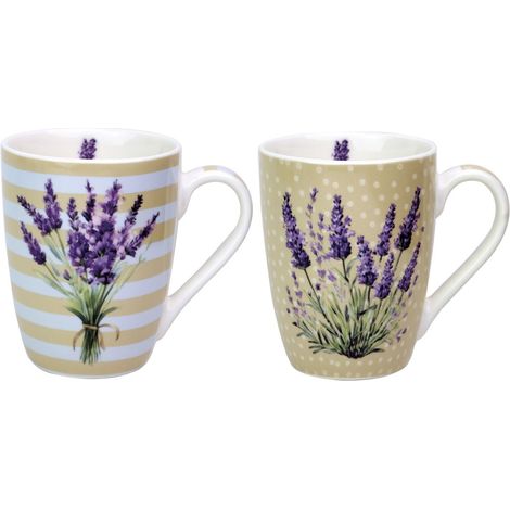 Set de 2 tazas de porcelana con motivo lavanda 12 cm (1/2)