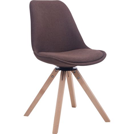 Silla de comedor x1 Silla de visitas Asiento giratorio 360° en tela marrón claro Base cuadrada de madera 100003473