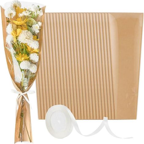 Lot de 50 manchons pour bouquets de fleurs, papier d'emballage kraft pour fleurs -- (1/5)