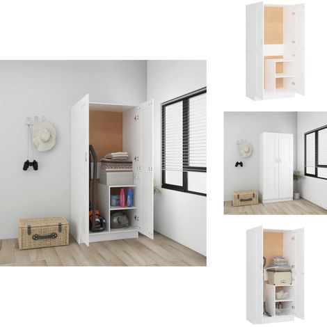 Kleiderschrank Weiß 82,5x51,5x180 cm Holzwerkstoff - Schlafzimmermöbel - Kleiderschrank - Weißer Kleiderschrank - Holzklaedschrank - Holzwerkstoffeinrichtung (1/5)
