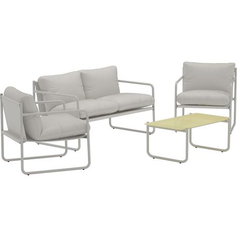 Salon de Jardin 4 Places "Thassos" 128cm Gris (1/3)