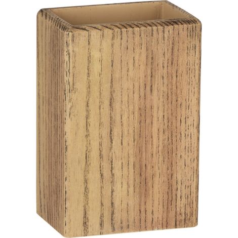 Gobelet de bain de boucheMYSELOXY /Porte-brosse à dents en résine imitation bois.7,5 x 11 x 5centimètres, brun (1/5)